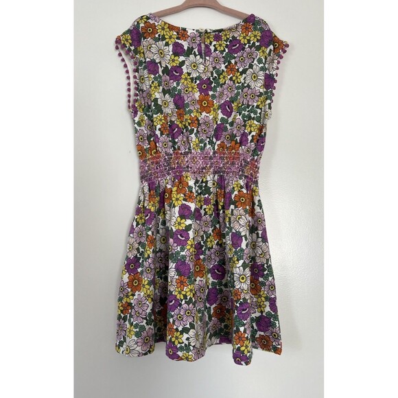 MINI BODEN PURPLE FLORAL SMOCKED KNIT DRESS , 6/7 Yrs. - Picture 4 of 9